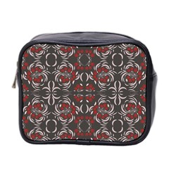 Floral Folk Damask Pattern Fantasy Flowers Floral Geometric Fantasy Mini Toiletries Bag (two Sides) by Eskimos