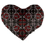 Floral folk damask pattern Fantasy flowers Floral geometric fantasy Large 19  Premium Heart Shape Cushions Front