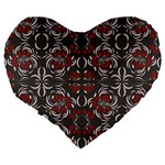 Floral folk damask pattern Fantasy flowers Floral geometric fantasy Large 19  Premium Heart Shape Cushions Back