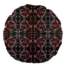 Floral Folk Damask Pattern Fantasy Flowers Floral Geometric Fantasy Large 18  Premium Flano Round Cushions by Eskimos