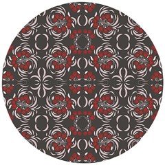 Floral Folk Damask Pattern Fantasy Flowers Floral Geometric Fantasy Wooden Puzzle Round by Eskimos