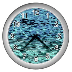 Blue Waves Flow Series 3 Wall Clock (silver) by DimitriosArt