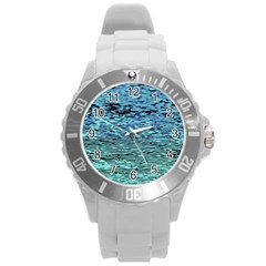 Blue Waves Flow Series 3 Round Plastic Sport Watch (l) by DimitriosArt