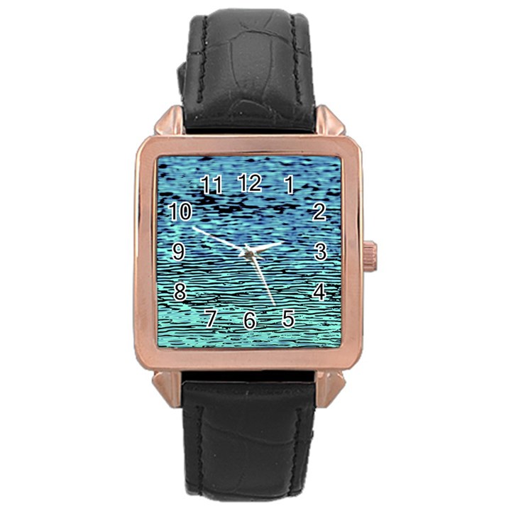 Blue Waves Flow Series 3 Rose Gold Leather Watch 