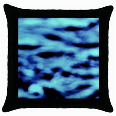 Blue Waves Flow Series 4 Throw Pillow Case (black) by DimitriosArt