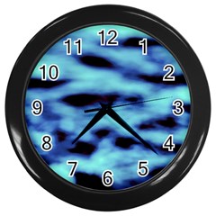 Blue Waves Flow Series 4 Wall Clock (black) by DimitriosArt