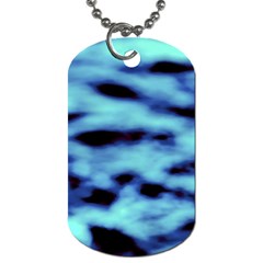 Blue Waves Flow Series 4 Dog Tag (one Side) by DimitriosArt