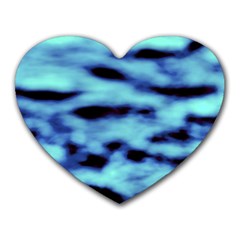 Blue Waves Flow Series 4 Heart Mousepads by DimitriosArt