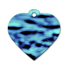 Blue Waves Flow Series 4 Dog Tag Heart (one Side) by DimitriosArt