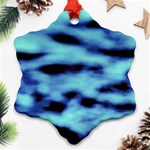 Blue Waves Flow Series 4 Snowflake Ornament (Two Sides) Front