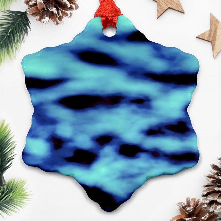 Blue Waves Flow Series 4 Snowflake Ornament (Two Sides)