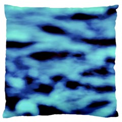 Blue Waves Flow Series 4 Large Cushion Case (one Side) by DimitriosArt