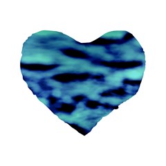 Blue Waves Flow Series 4 Standard 16  Premium Heart Shape Cushions by DimitriosArt