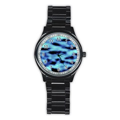 Blue Waves Flow Series 4 Stainless Steel Round Watch by DimitriosArt