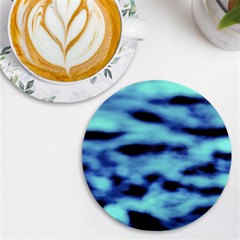 Blue Waves Flow Series 4 Uv Print Round Tile Coaster by DimitriosArt