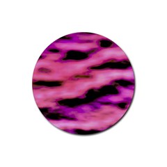 Pink  Waves Flow Series 2 Rubber Round Coaster (4 Pack) by DimitriosArt