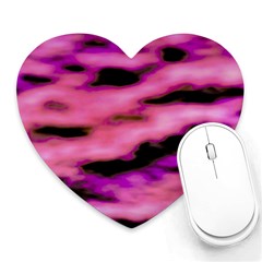 Pink  Waves Flow Series 2 Heart Mousepads by DimitriosArt