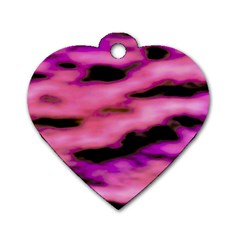 Pink  Waves Flow Series 2 Dog Tag Heart (one Side) by DimitriosArt