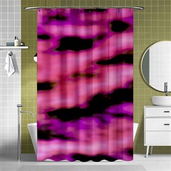 Pink  Waves Flow Series 2 Shower Curtain 48  X 72  (small)  by DimitriosArt