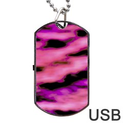 Pink  Waves Flow Series 2 Dog Tag Usb Flash (one Side) by DimitriosArt