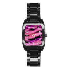 Pink  Waves Flow Series 2 Stainless Steel Barrel Watch by DimitriosArt