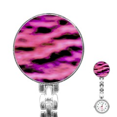 Pink  Waves Flow Series 2 Stainless Steel Nurses Watch by DimitriosArt