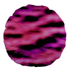 Pink  Waves Flow Series 2 Large 18  Premium Flano Round Cushions by DimitriosArt