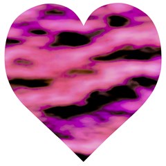 Pink  Waves Flow Series 2 Wooden Puzzle Heart by DimitriosArt