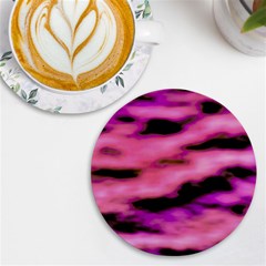 Pink  Waves Flow Series 2 Uv Print Round Tile Coaster by DimitriosArt