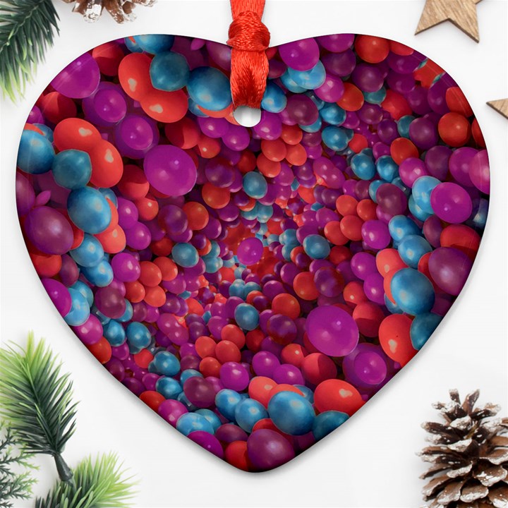 Colorful Spheres Motif Print Design Pattern Ornament (Heart)