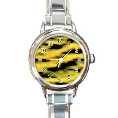 Yellow Waves Flow Series 1 Round Italian Charm Watch by DimitriosArt