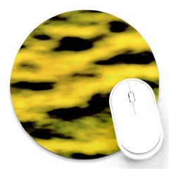 Yellow Waves Flow Series 1 Round Mousepads by DimitriosArt