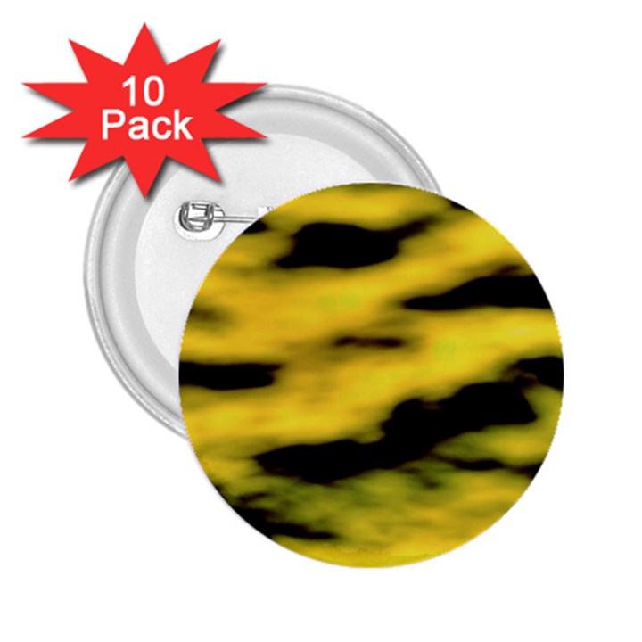 Yellow Waves Flow Series 1 2.25  Buttons (10 pack) 