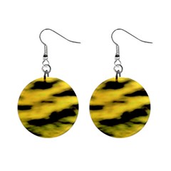 Yellow Waves Flow Series 1 Mini Button Earrings by DimitriosArt