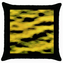 Yellow Waves Flow Series 1 Throw Pillow Case (black) by DimitriosArt