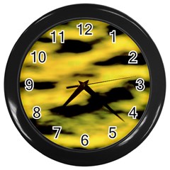 Yellow Waves Flow Series 1 Wall Clock (black) by DimitriosArt