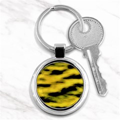 Yellow Waves Flow Series 1 Key Chain (round) by DimitriosArt