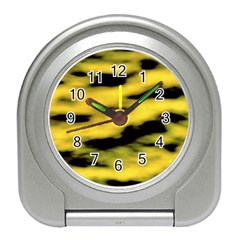 Yellow Waves Flow Series 1 Travel Alarm Clock by DimitriosArt