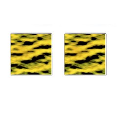 Yellow Waves Flow Series 1 Cufflinks (square) by DimitriosArt