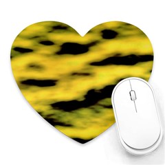 Yellow Waves Flow Series 1 Heart Mousepads by DimitriosArt