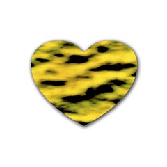 Yellow Waves Flow Series 1 Rubber Heart Coaster (4 Pack) by DimitriosArt