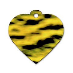 Yellow Waves Flow Series 1 Dog Tag Heart (one Side) by DimitriosArt