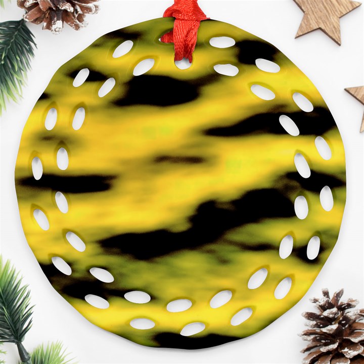 Yellow Waves Flow Series 1 Ornament (Round Filigree)