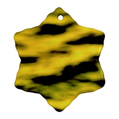 Yellow Waves Flow Series 1 Snowflake Ornament (two Sides) by DimitriosArt