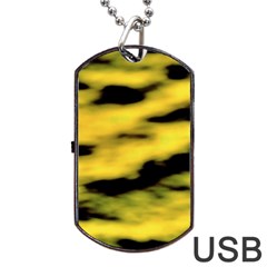 Yellow Waves Flow Series 1 Dog Tag Usb Flash (one Side) by DimitriosArt