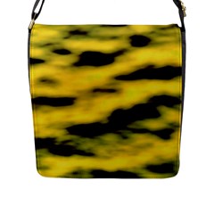 Yellow Waves Flow Series 1 Flap Closure Messenger Bag (l) by DimitriosArt