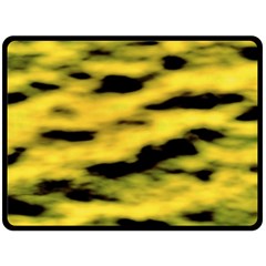 Yellow Waves Flow Series 1 Double Sided Fleece Blanket (large)  by DimitriosArt