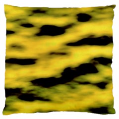 Yellow Waves Flow Series 1 Large Flano Cushion Case (one Side) by DimitriosArt