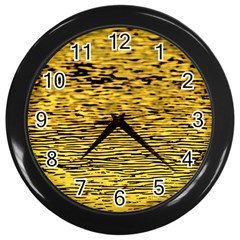 Yellow Waves Flow Series 2 Wall Clock (black) by DimitriosArt