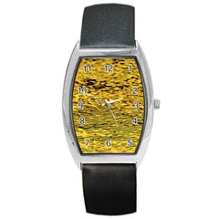 Yellow Waves Flow Series 2 Barrel Style Metal Watch by DimitriosArt